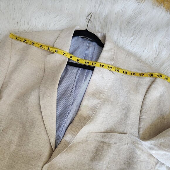 Tasso Elba‎ Island Mens XL Beige 100% Linen 2-Button Blazer Suit Jacket *FLAW* - Picture 12 of 15